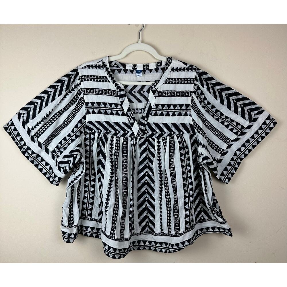 Old Navy Boho Geometric Tribal Print Peasant Blouse Size2X Indie Resort Festival